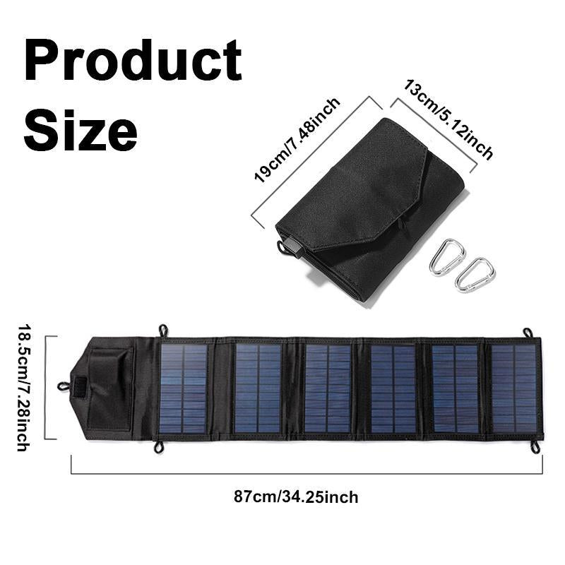Foldable Portable Solar Panels, 1 Count Folding Solar Panel with USB 24V Charger & 2 Counts Carabiner, Outdoor Waterproof Solar Panel, Outdoor Charger, Solar Power Charger, Solar Power System