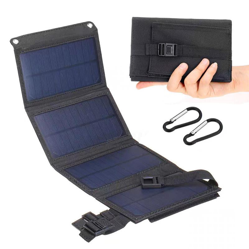 Foldable Portable Solar Panels, 1 Count Folding Solar Panel with USB 24V Charger & 2 Counts Carabiner, Outdoor Waterproof Solar Panel, Outdoor Charger, Solar Power Charger, Solar Power System