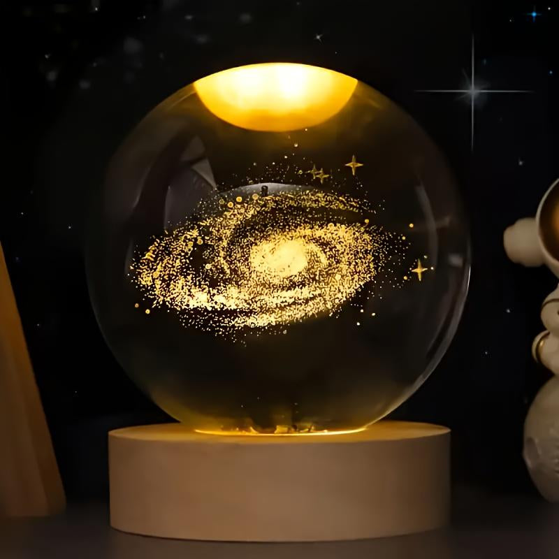 3D Solar System Crystal Ball 60Mm Moon Crystal Gift with Laser Engraved Model and Galaxy Crystal Sphere for Physics Lovers and Space Models