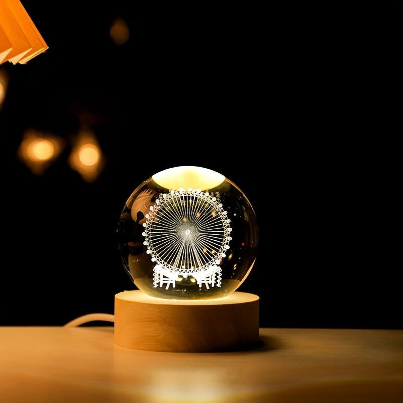 3D Solar System Crystal Ball 60Mm Moon Crystal Gift with Laser Engraved Model and Galaxy Crystal Sphere for Physics Lovers and Space Models