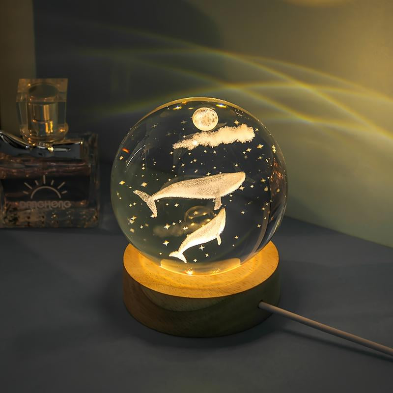 3D Solar System Crystal Ball 60Mm Moon Crystal Gift with Laser Engraved Model and Galaxy Crystal Sphere for Physics Lovers and Space Models