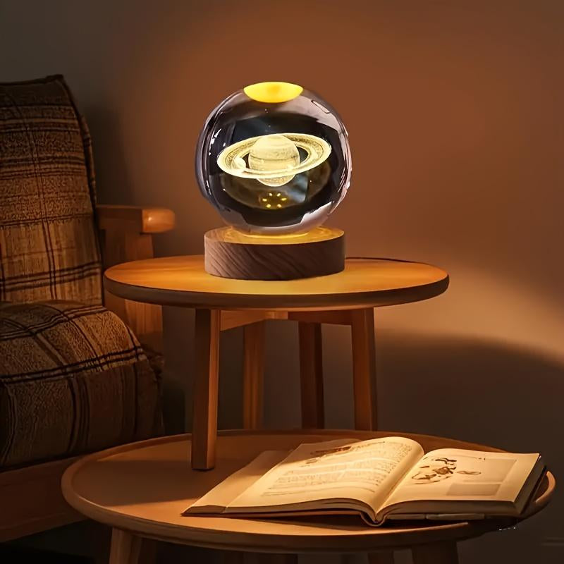 3D Solar System Crystal Ball 60Mm Moon Crystal Gift with Laser Engraved Model and Galaxy Crystal Sphere for Physics Lovers and Space Models