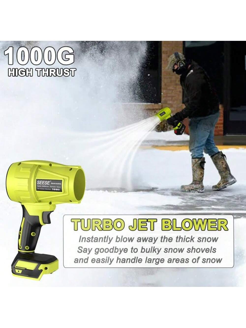 Turbo Jet Blower,Leaf Blower, Violent Turbo Fan, Brushless Pure Copper Motor,Car Drying after Wash, Handheld Snow Blower,Cordless Turbo Power Air Duster