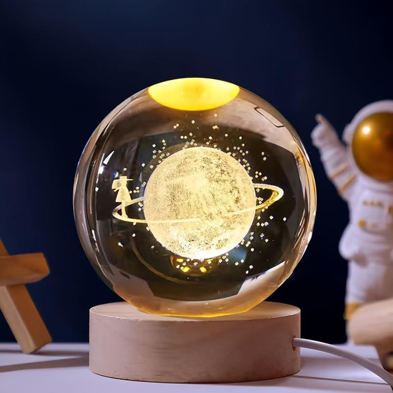 3D Solar System Crystal Ball 60Mm Moon Crystal Gift with Laser Engraved Model and Galaxy Crystal Sphere for Physics Lovers and Space Models