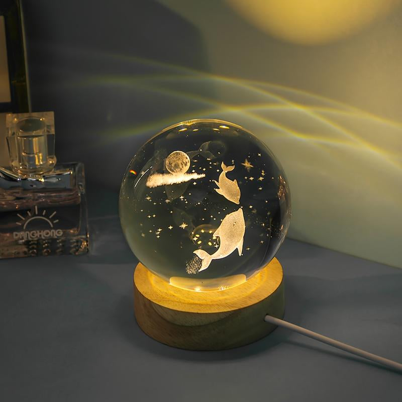 3D Solar System Crystal Ball 60Mm Moon Crystal Gift with Laser Engraved Model and Galaxy Crystal Sphere for Physics Lovers and Space Models