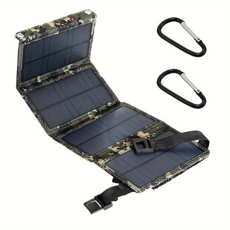 Foldable Portable Solar Panels, 1 Count Folding Solar Panel with USB 24V Charger & 2 Counts Carabiner, Outdoor Waterproof Solar Panel, Outdoor Charger, Solar Power Charger, Solar Power System