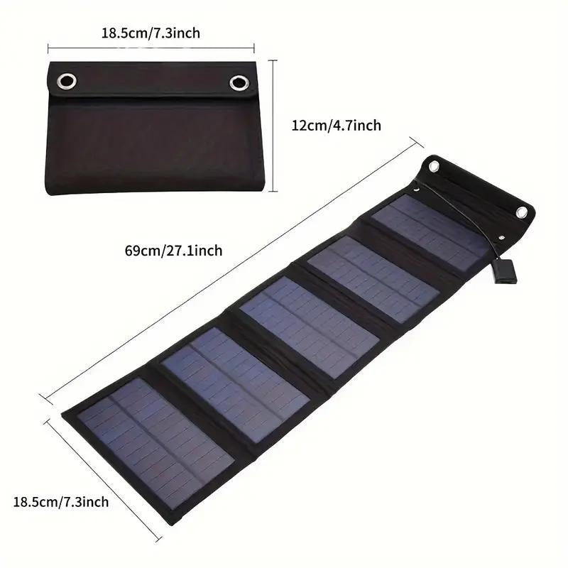 Foldable Portable Solar Panels, 1 Count Folding Solar Panel with USB 24V Charger & 2 Counts Carabiner, Outdoor Waterproof Solar Panel, Outdoor Charger, Solar Power Charger, Solar Power System